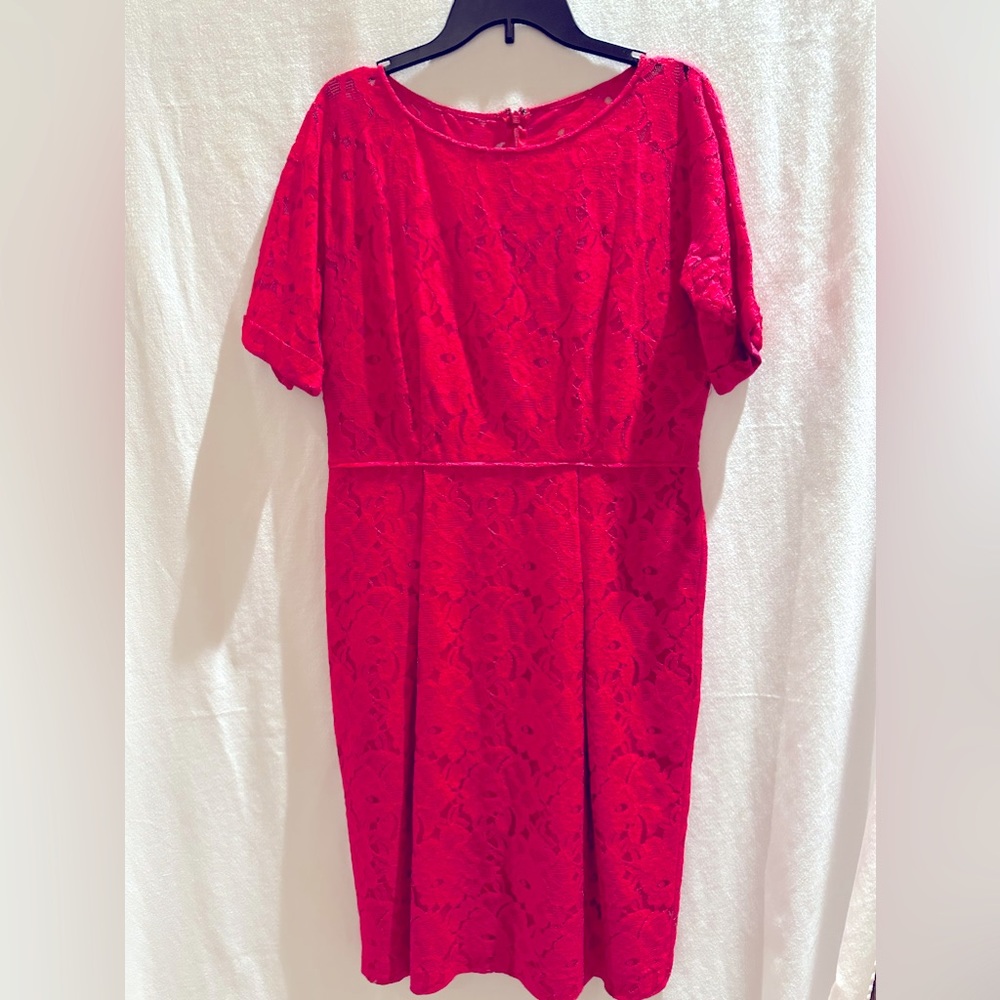 Adrianna Papel Gorgeous Lace Midi Dress Hot Pink Magenta, size 14